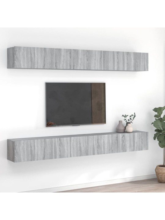 Tv skapīši, 8 gb., pelēka ozola, 60x30x30 cm, inženierijas koks