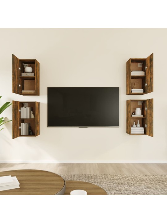Tv skapīši, 4 gab., ozolkoka, 30,5x30x60 cm, inženierijas koks
