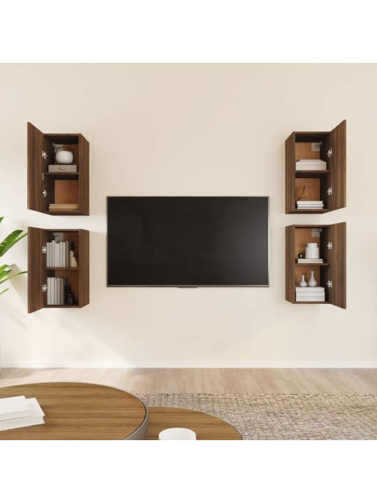 Tv skapīši, 4 gab., ozolkoka, 30,5x30x60 cm, inženierijas koks