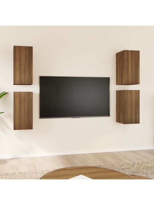 Tv skapīši, 4 gab., ozolkoka, 30,5x30x60 cm, inženierijas koks