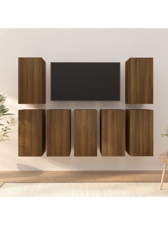 Tv skapīši, 7 gab., brūna ozola 30,5x30x60 cm inženierijas koks