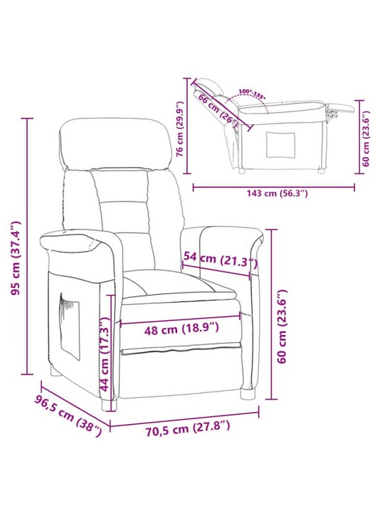 Rekliners krēslā melns melna 70.5 x 96.5 x 95 cm mākslīgā āda