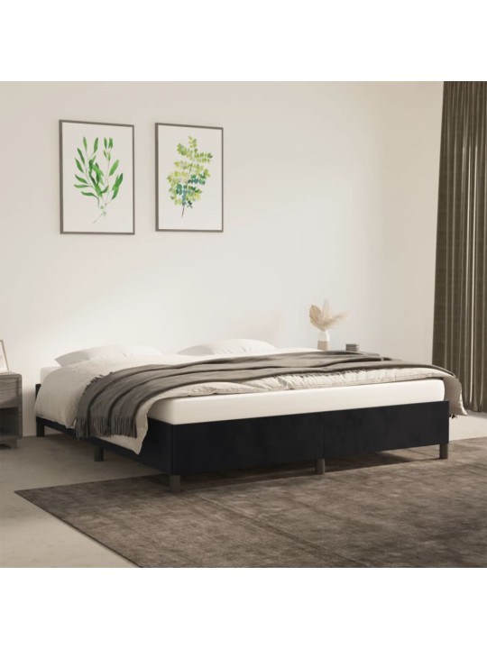 Gultas rāmis, melns, 160x200 cm, samts
