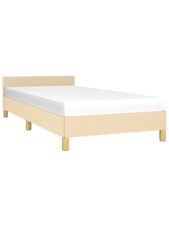 Gultas rāmis ar galvgali bez matrača krēmkrāsas 80x200cm audums