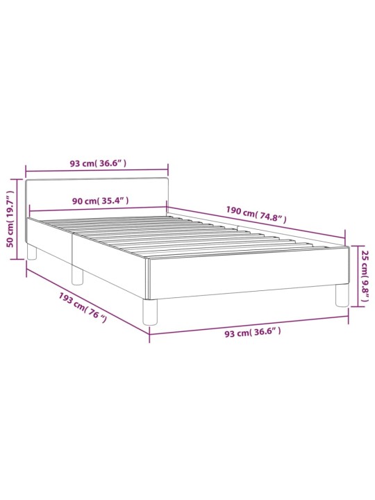 Gultas rāmis ar galvgali bez matrača krēmkrāsas 90x190cm audums