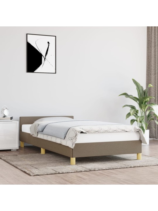 Gultas rāmis ar galvgali bez matrača pelēkbrūns 90x200cm audums