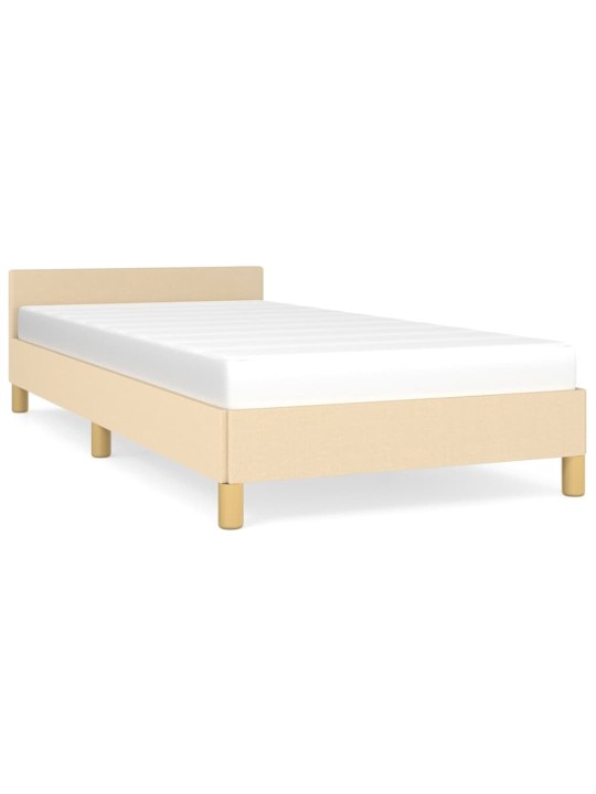 Gultas rāmis ar galvgali bez matrača krēmkrāsas 90x200cm audums