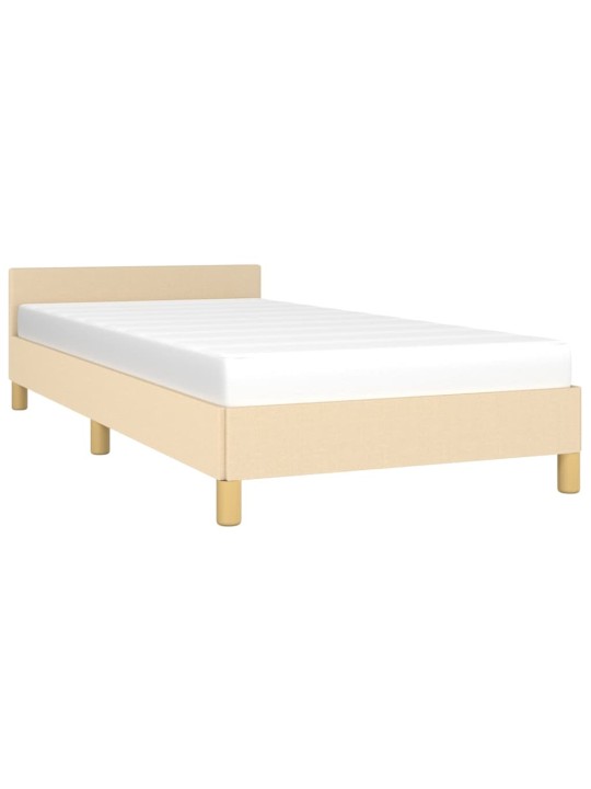 Gultas rāmis ar galvgali bez matrača krēmkrāsas 90x200cm audums
