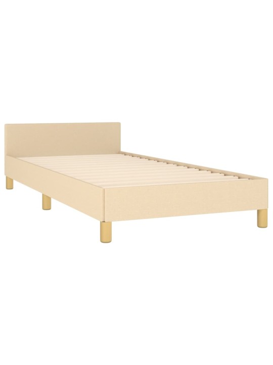 Gultas rāmis ar galvgali bez matrača krēmkrāsas 90x200cm audums