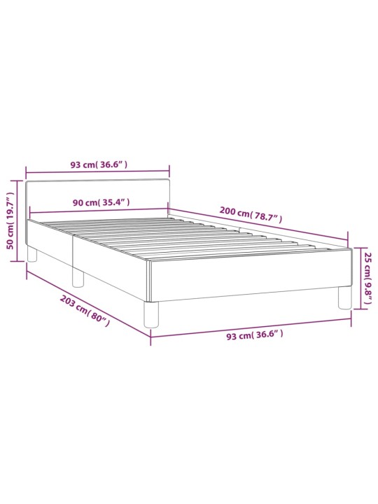 Gultas rāmis ar galvgali bez matrača krēmkrāsas 90x200cm audums