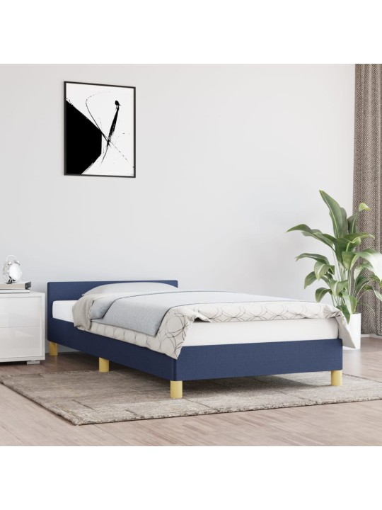 Gultas rāmis ar galvgali bez matrača, zils, 90x200 cm audums
