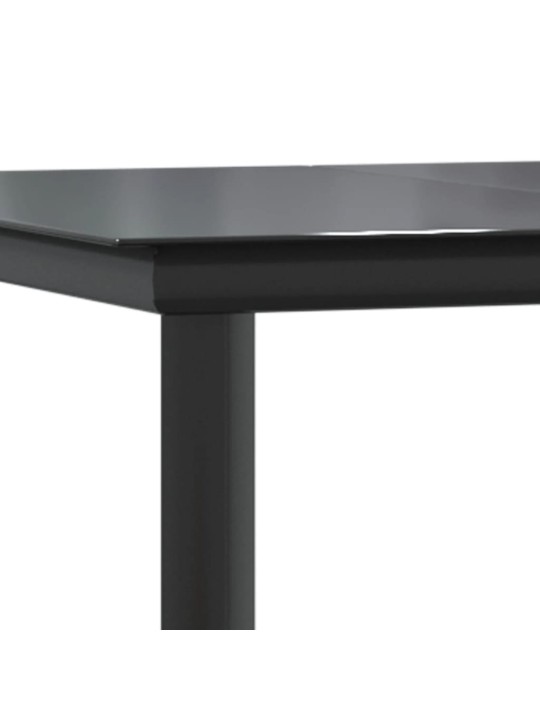 Dārza ēdamgalds, melns, 160x80x74 cm, tērauds un rūdīts stikls