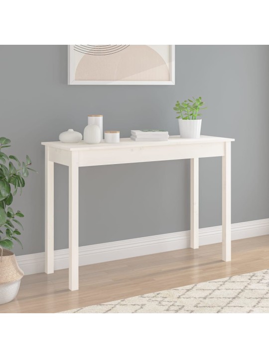 Konsoles galdiņš, balts, 110x40x75 cm, priedes masīvkoks
