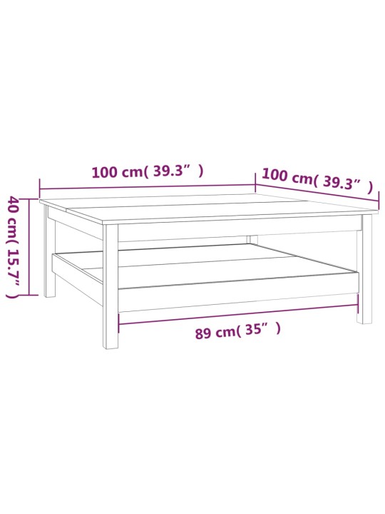 Kafijas galdiņš, 100x100x40 cm, priedes masīvkoks