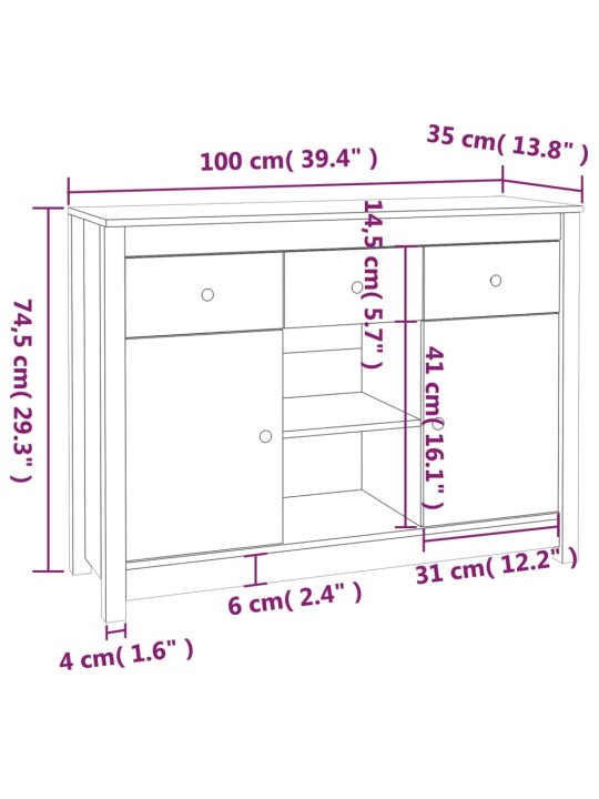 Kumode, 100x35x74,5 cm, priedes masīvkoks