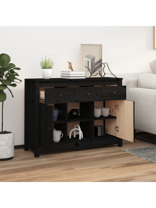 Kumode, melna, 100x35x74,5 cm, priedes masīvkoks