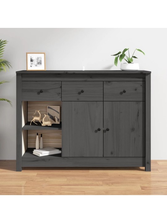 Kumode, pelēka, 100x35x74 cm, priedes masīvkoks