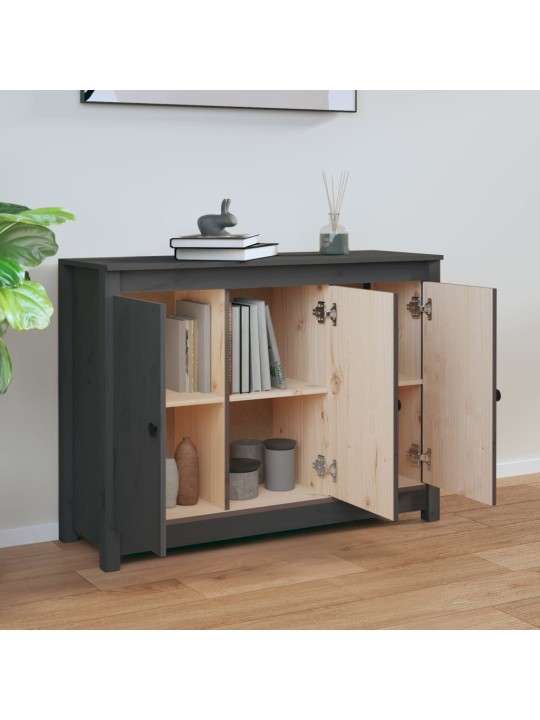 Kumode, pelēka, 100x35x74 cm, priedes masīvkoks