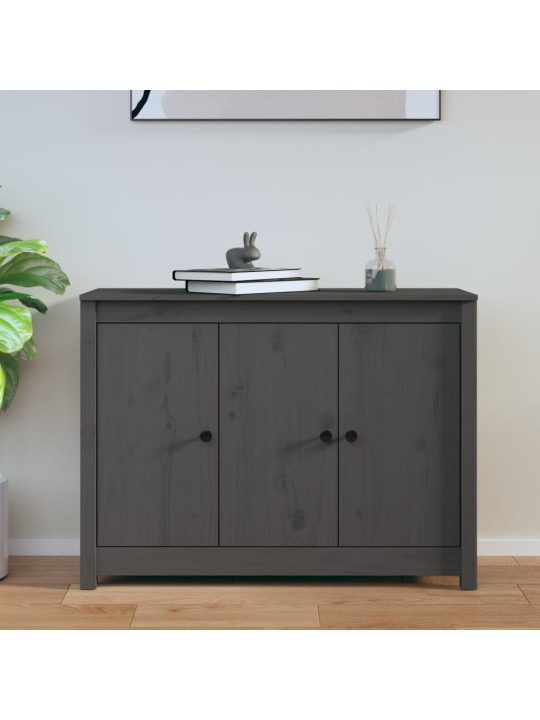 Kumode, pelēka, 100x35x74 cm, priedes masīvkoks