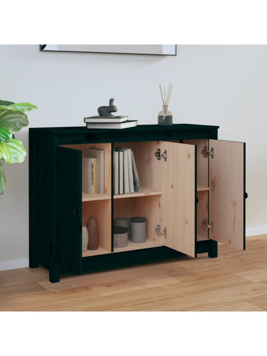 Kumode, melna, 100x35x74 cm, priedes masīvkoks