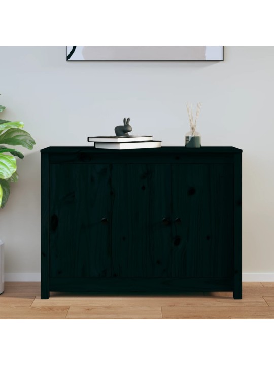 Kumode, melna, 100x35x74 cm, priedes masīvkoks