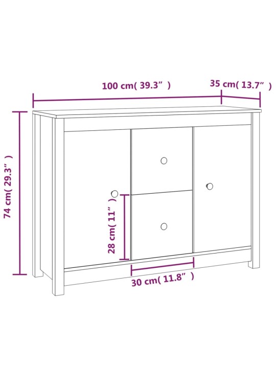 Kumode, 100x35x74 cm, priedes masīvkoks