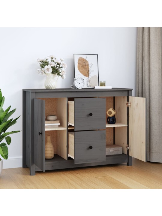 Kumode, pelēka, 100x35x74 cm, priedes masīvkoks