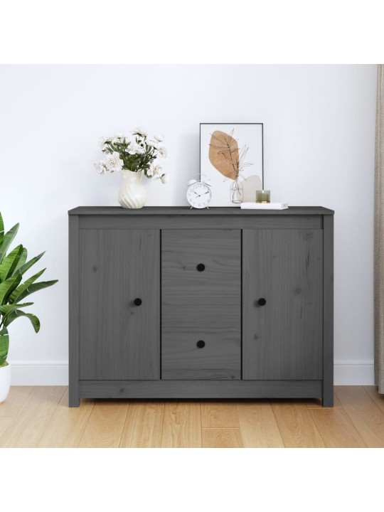 Kumode, pelēka, 100x35x74 cm, priedes masīvkoks