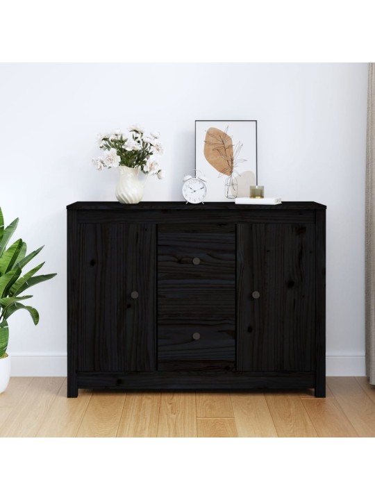 Kumode, melna, 100x35x74 cm, priedes masīvkoks