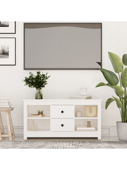 Tv skapītis, balts, 103x36,5x52 cm, priedes masīvkoks