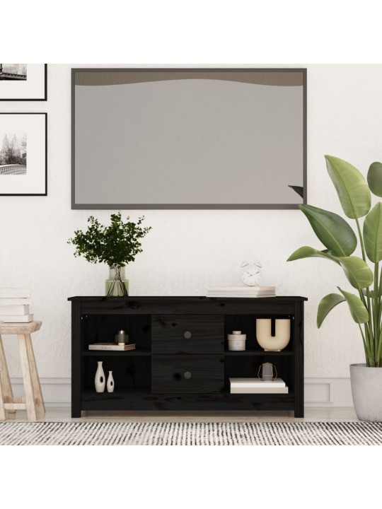 Tv skapītis, melns, 103x36,5x52 cm, priedes masīvkoks
