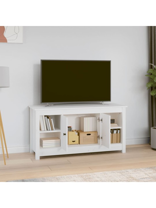 Tv skapītis, balts, 103x36,5x52 cm, priedes masīvkoks