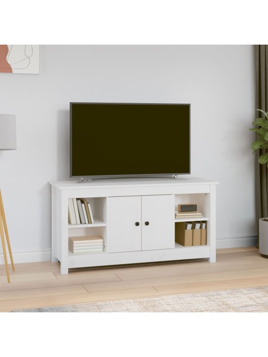 Tv skapītis, balts, 103x36,5x52 cm, priedes masīvkoks