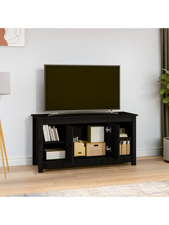 Tv skapītis, melns, 103x36,5x52 cm, priedes masīvkoks