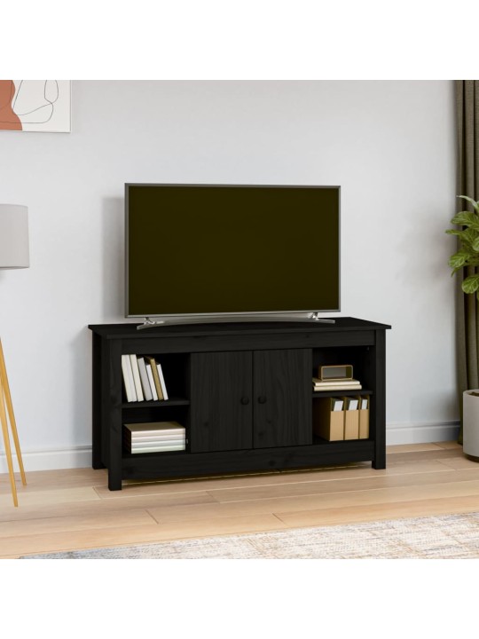 Tv skapītis, melns, 103x36,5x52 cm, priedes masīvkoks