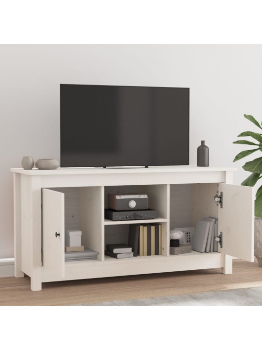 Tv skapītis, balts, 103x36,5x52 cm, priedes masīvkoks