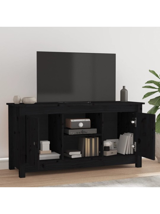 Tv skapītis, melns, 103x36,5x52 cm, priedes masīvkoks