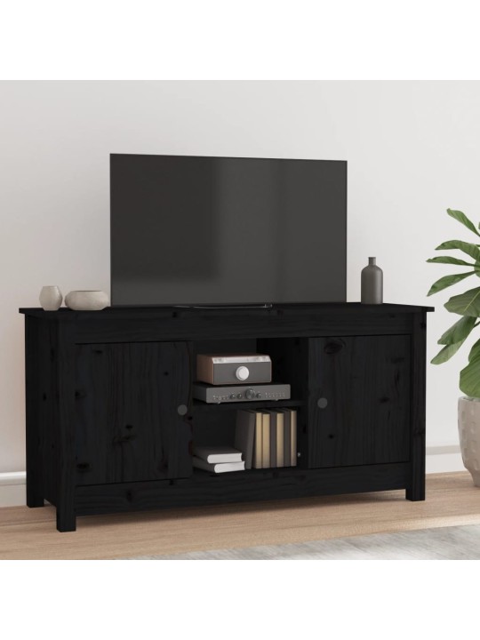 Tv skapītis, melns, 103x36,5x52 cm, priedes masīvkoks