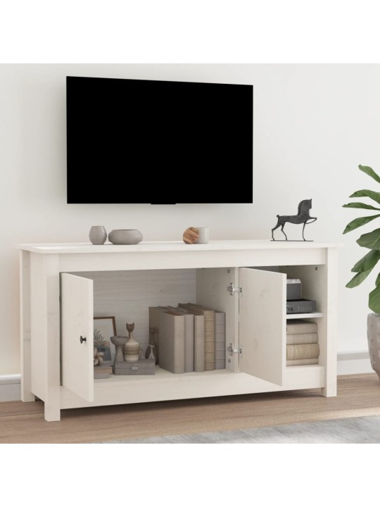 Tv skapītis, balts, 103x36,5x52 cm, priedes masīvkoks