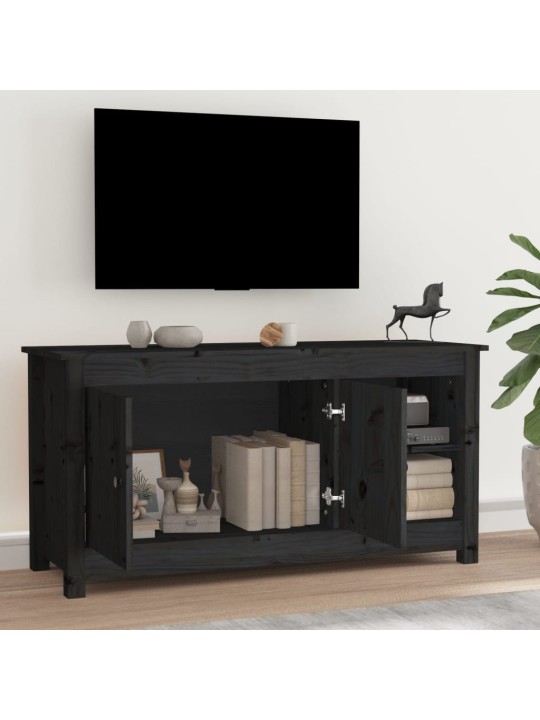 Tv skapītis, melns, 103x36,5x52 cm, priedes masīvkoks