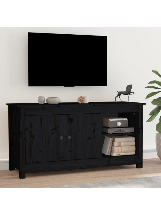 Tv skapītis, melns, 103x36,5x52 cm, priedes masīvkoks