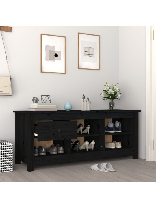 Apavu skapītis, melns, 110x38x45,5 cm, priedes masīvkoks