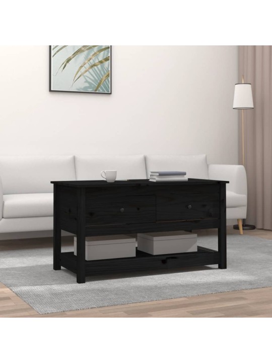 Kafijas galdiņš, melns, 102x49x55 cm, priedes masīvkoks