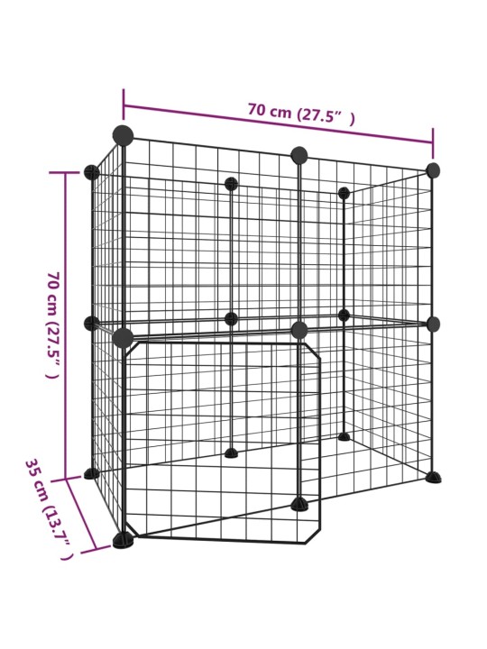 12 paneļu mājdzīvnieku būris, melns, 35x35 cm, tērauds