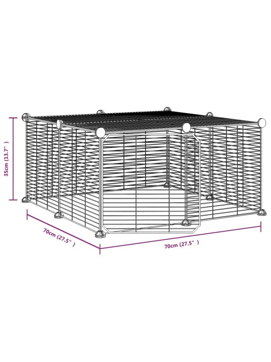 12 paneļu mājdzīvnieku būris, melns, 35x35 cm, tērauds
