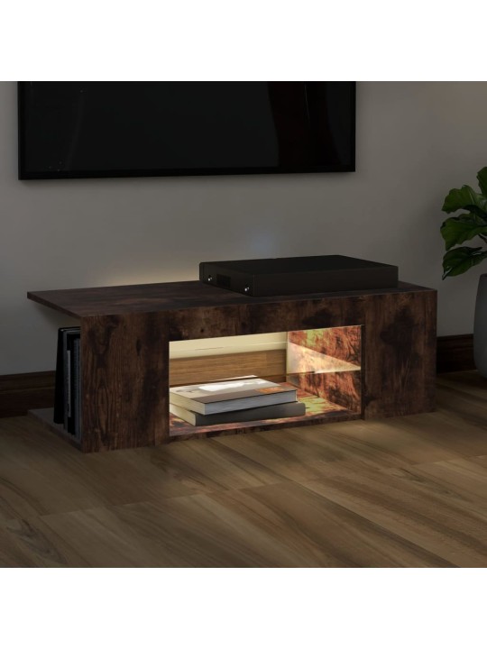 Tv skapītis ar led apgaismojumu, ozolkoka krāsa, 90x39x30 cm