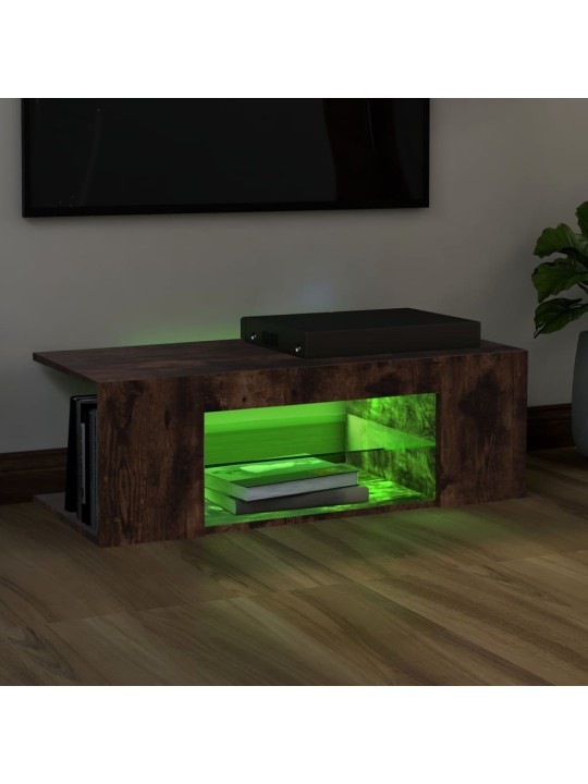 Tv skapītis ar led apgaismojumu, ozolkoka krāsa, 90x39x30 cm