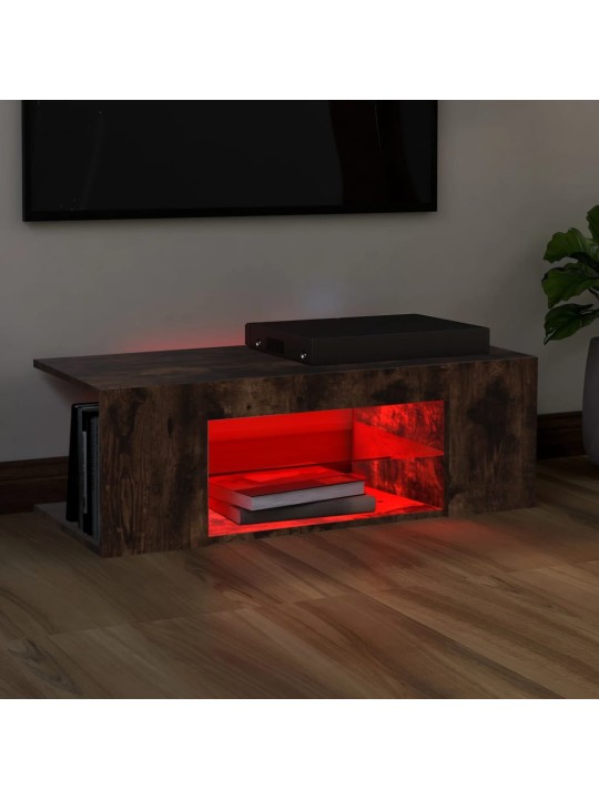 Tv skapītis ar led apgaismojumu, ozolkoka krāsa, 90x39x30 cm