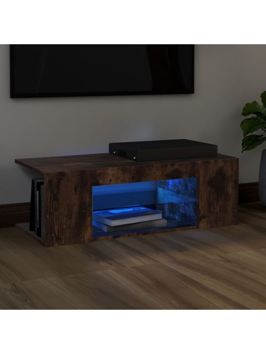 Tv skapītis ar led apgaismojumu, ozolkoka krāsa, 90x39x30 cm