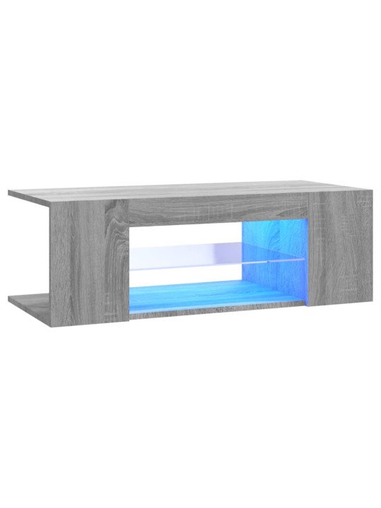 Tv galdiņš ar led apgaismojumu, pelēks, 90x39x30 cm
